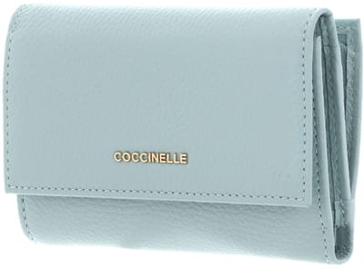 COCCINELLE Leren portemonnee Metallic Soft Wallet Grainy Leather Aquamarine Lichtblauw