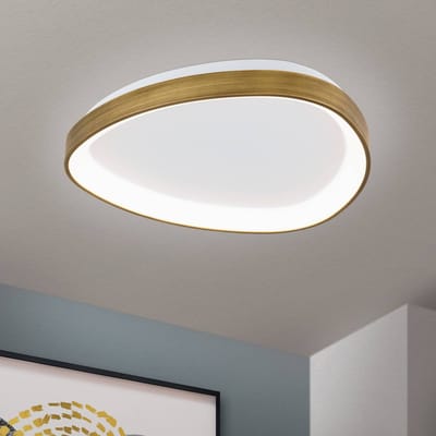 ORION Charlie LED plafondlamp, Ø 45 cm, opaalwit, antiek messingkleur