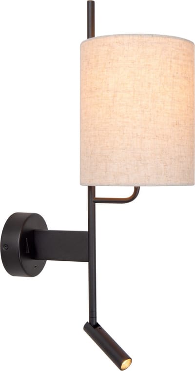 Lucide MAGIC - Wandlamp - 1xE27 - Met USB oplaadpunt - Zwart - Japandi