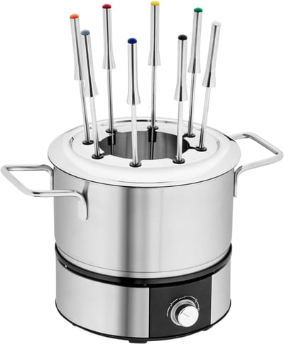 REN® Fondueset - Fondue - Fondueset elektrisch - Zilver - ‎33cm x 26cm x 24cm
