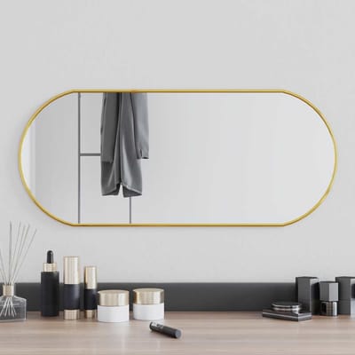 vidaXL - Wandspiegel - 70x30 - cm - ovaal - goudkleurig