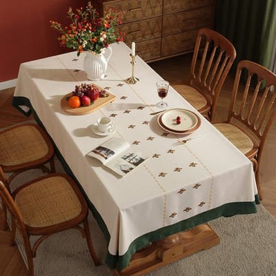 Cartoon Bij Amerikaanse Licht Luxe Katoen en Hennep Tafelkleed Rechthoekig Tafelkleed Woonkamer Wikkel Tafelkleed Theetafel Mat 90x140cm beige