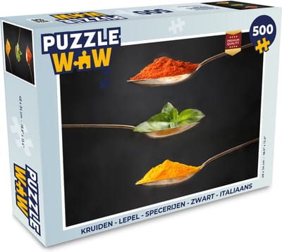 Puzzel Kruiden - Lepel - Specerijen - Zwart - Italiaans - Legpuzzel - Puzzel 500 stukjes