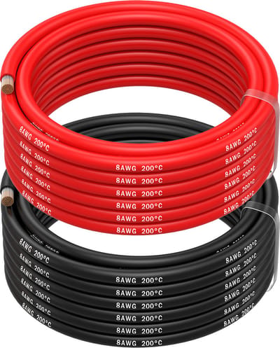 MMOBIEL 8 AWG Siliconen Elektrische Draad - 8 Gauge (8,37mm²) Vertinde Koperkabel - 2 Aparte Draden Rood & Zwart Elk 5 m voor Koelkasten, Airconditioners, Autobatterijen, Lasbatterijen