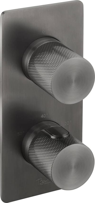 Ben Engraved Cross douchethermostaat afbouwdeel met omstelrichting gunmetal