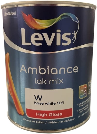 Levis Ambiance Lak High Gloss - Duurzame watergedragen hoogglanslak - Hout en diverse ondergronden - binnen en buiten - 1 L - RAL 9010 Pure White ( gebrokenwit)