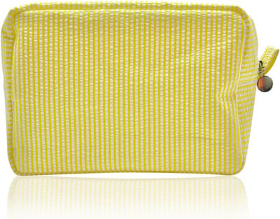Dailygoods- Toilettas Dames Groot - Gestreepte Make-up Tas - Ruime Capaciteit - Draagbare Toilettas - Met Brede Opening - Afmetingen 22 x 9 x 15 cm - Make-uptas