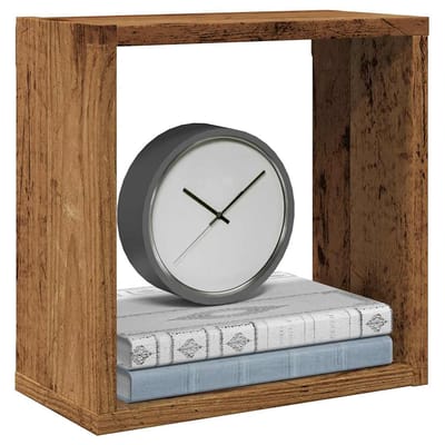 vidaXL - Wandschappen - kubus - 2 - st - 30x15x30cm - bewerkt - hout - oud - houtkleurig