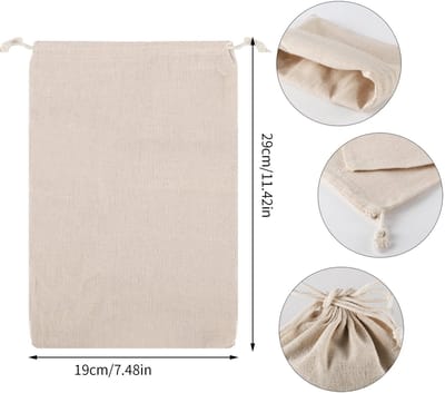 10 stuks linnen zakjes, 19 x 29 cm, jute zakken, middelgrote linnen zak met trekkoord, stoffen zak om te vullen, voor verjaardag, bruiloft, cadeau, sieraden (wit)