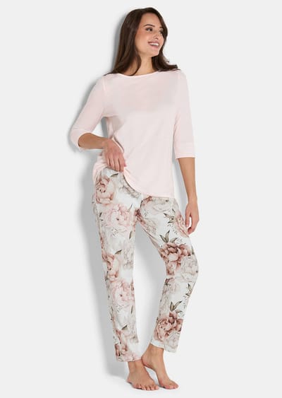 Pyjama van katoen-modal - rosé / gebroken wit / grijs - Gr. 19 van Goldner Fashion