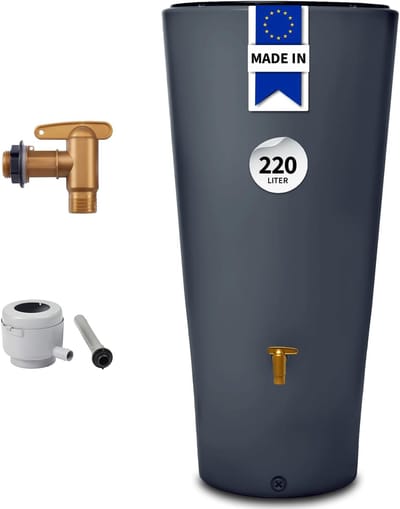 Regenton met Plantenbak - Waterreservoir Tuin - Duurzaam Tuinieren - 2-in-1 Decoratie & Opslag - 220 Liter - Grafietgrijs