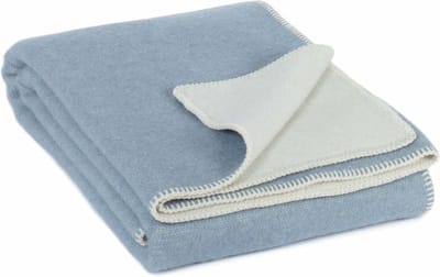 Most - Omkeerbare wollen bed deken Blue Fog - 140 x 200 cm - blauw-wit