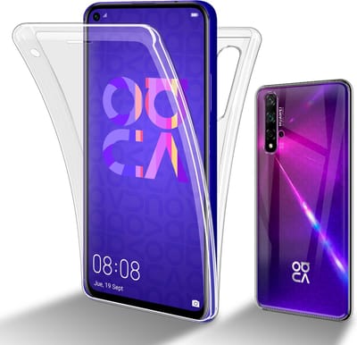 Cadorabo Hoesje geschikt voor Honor 20 / 20S / Huawei NOVA 5T in TRANSPARANT - 360° Full Body Case Cover Beschermhoes Voor- en achterbescherming, all-round bescherming met displaybescherming