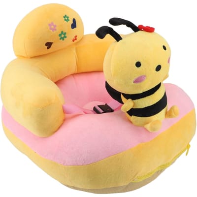 Fauteuil Canapé Bébé Siège de Sol Support Bluetooth Peluche Mignon Animal Dessin Animé Chaise Réglable pour Apprendre à S'asseoir Bébé avec USB orange