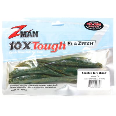 Zman Soft Lure Jerk ShadZ Geparfumeerde 7 Inch 4/Pack Motorolie (7708)