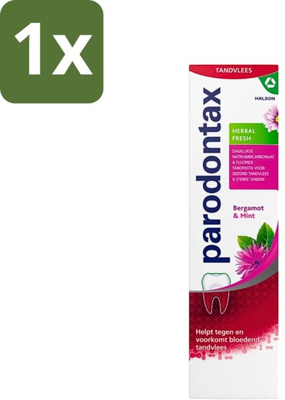 1 x Parodontax - Tandpasta - Herbal Fresh - Bergamot & Mint - 75 ml - Tandpasta Bergamot Mint - Gezond Tandvlees - Bloedend Tandvlees - Tandplak Verwijderen - Fluoride