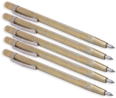 Graveerpen Scherpe Hardmetalen Punt - Antislip Handgreep - Draagbaar Ontwerp - Geschikt voor Hout/Glas/Tegels - 5 Stuks - Duurzaam Wolfraamstaal - Scribing Tool