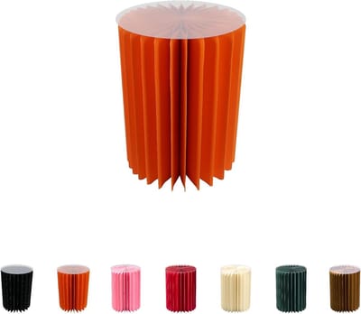 Opvouwbare Papierzuil - Decoratieve Sokkel - Veelzijdig Gebruik - Ruimtebesparend Lichtgewicht - Ø30 H 40 cm - Oranje