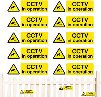 Waarschuwingsstickers Camera - Veiligheidsborden Huis - Beveiliging Woning - Weerbestendig PVC - 10 Stuks - Uniek Kenmerk