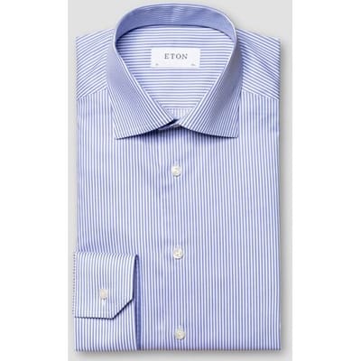 Eton Overhemd Fine Twill Stripe Extra Long Staple Cotton Blauw / male