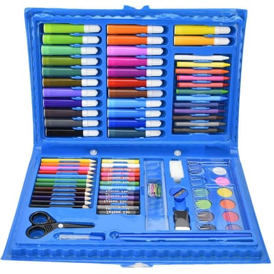 86 stuks Waterverf Pen Kleurpotlood Kleurkrijt Set Kunst Schildergereedschap met Cadeaubox blue