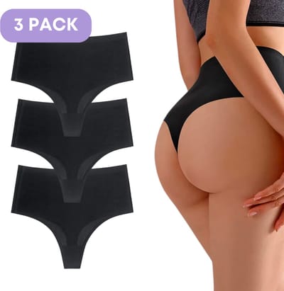 Naadloze High waist string voor Dames - Licht corrigerende string - Zwart - Maat XXL - Set van 3 - Ultrazacht - Naadloos ondergoed dames - Seamless ondergoed dames - Invisible string
