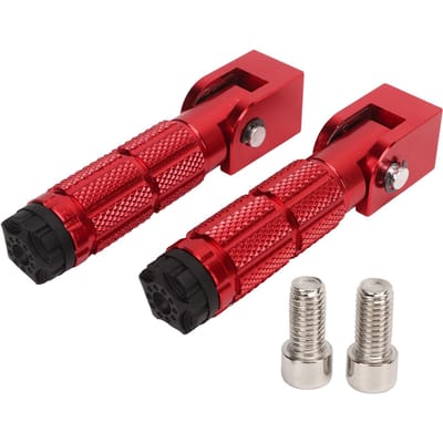 2 stuks Motorfiets Opvouwbare Voetsteunen M8 Antislip Aluminiumlegering Universeel voor Motoren ATV UTV Go Kart rood