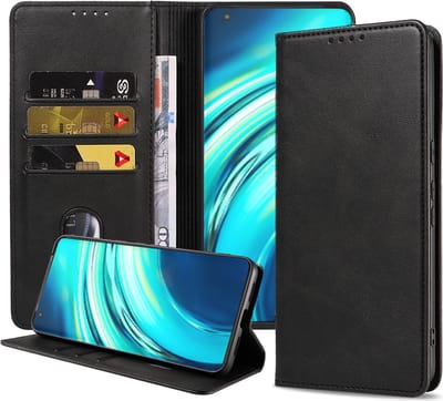 Smartphonica Telefoonhoesje geschikt voor Xiaomi Mi 10 kunstleren Hoesje met Magnetische sluiting en Pasjeshouders Book Case met Klepje - Zwart geschikt voor Xiaomi Mi 10