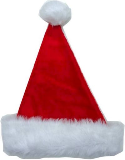Faram Party Kerstmuts - rood - met nepbont - pluche - polyester - volwassenen