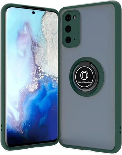 Telefoonhoesje met standaard magneet ring - Silicone hoesje Geschikt voor: Samsung Galaxy S20 - Groen