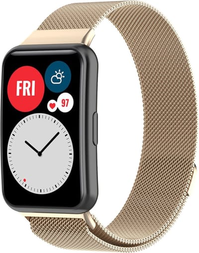 Strap-it Luxe Milanese band - Milanees bandje geschikt voor Huawei Watch Fit / Huawei Watch Fit New - champagne