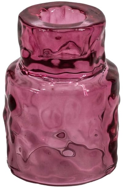 Glazen waxine- en kaarsenstandaard roze