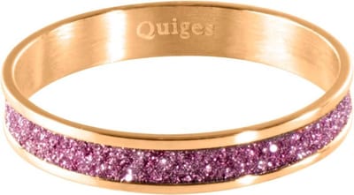 Quiges Stapelring Dames - Vulring Roze Glitter - RVS Roségoudkleurig - Maat 20 - Hoogte 4mm