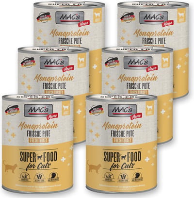 MAC's Vetcare Kattenvoer - Mono proteïne - 96,9% Puur Kalkoen 6 x 800g