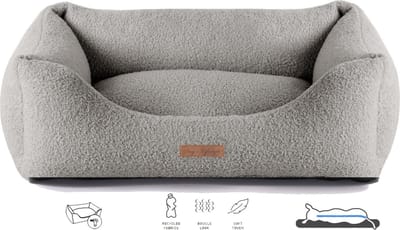 Dog's Lifestyle Orthopedische hondenmand Boucle Grijs M 75cm -Ook in L en XL - Wasbare hoes