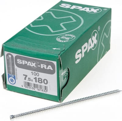 Spax - Kozijnschroeven - Torx 30 Cilinderkop - 7,5 x 180mm - Voldraad - WIROX (100 stuks)