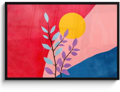 Poster in lijst - Fotolijst 120x80 cm - Posters - Bladeren - Zon - Abstracte vormen - Posterlijst zwart - Decoratie - Wanddecoratie woonkamer - Muurdecoratie slaapkamer
