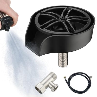 Automatische Glazen Spoeler voor Keukenspoelbak 360 Graden Draaibare Uitloop Glazen Spoeler Hoge Druk EU Type zwart