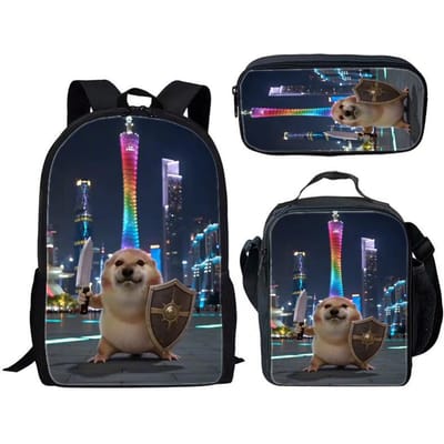 Klassiek Nieuwigheid Bijzonder Cool hond die 3D Print doet 3 stuks/Set leerling Schooltassen Laptop Dagrugzak Rugzak Lunchtas Etui