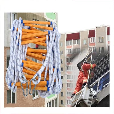 Touwladder - Veiligheidsladder Ontsnapping - Noodsituaties Ontvluchten - Snelle Implementatie - 7 meter - Zwart