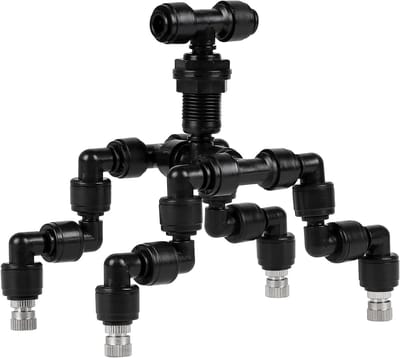 Reptiel Fogger Nozzle met Vier Verstelbare Doppen, 360 Graden Mist Sprinkler voor Terrarium en Regenwoud