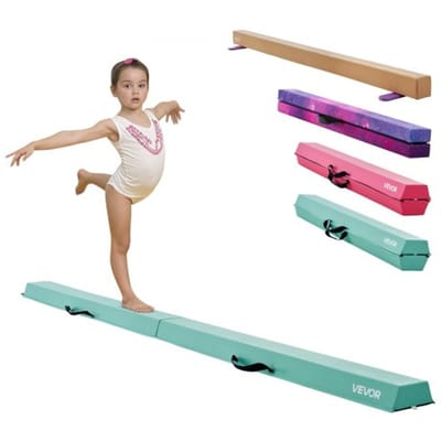 VEVOR Evenwichtsbalk voor gymnastiekkinderen, opvouwbaar, 2,35 m, draagvermogen 90,7 kg, gymnastiekbalk met antislipbodem, evenwichtsbalk met draagtas voor gymnastiek, mintgroen