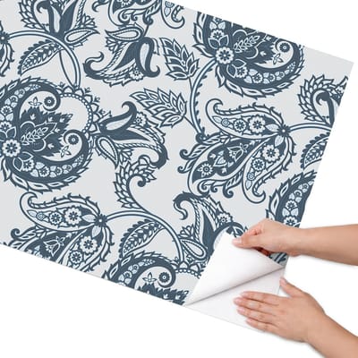 Coloray Meubel Wrap Folie - Grijs Meubelfolie - 75x150 cm - Meubel Wrap Folie Botanisch patroon - Plakfolie Meubels - Klassiek Meubelfolie - Decoratiefolie Zelfklevend - Slaapkamer decoratie - Achtergronden en patronen