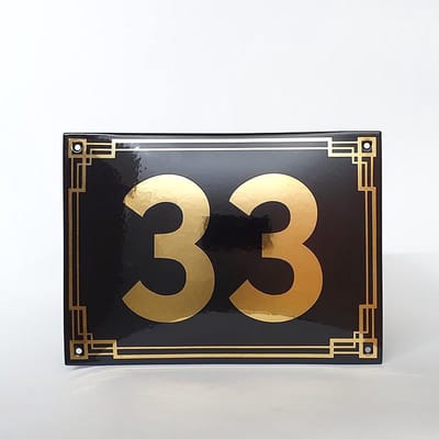 Art deco | jaren ’30 | luxe emaille huisnummer - 33