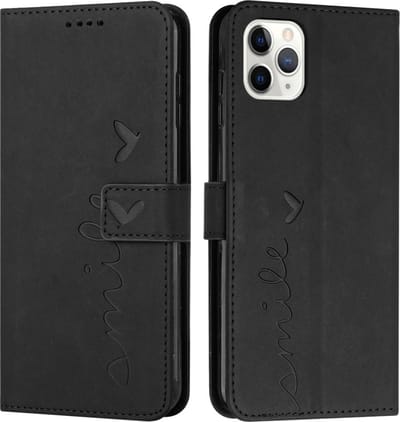 Coverup Hoesje - Geschikt voor iPhone 16 Pro Hoesje - Coverup Smile Book Case - Zwart