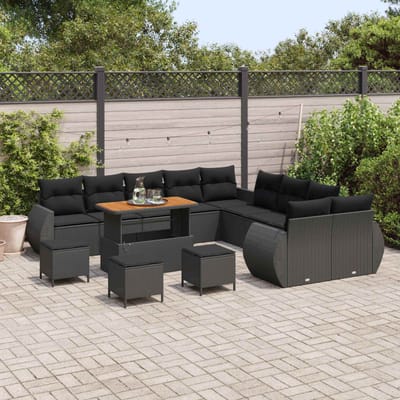 vidaXL - Tuinbank - Set - 14 - st - 14-Aantal - zitplaatsen - Zwart