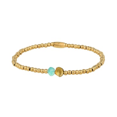 My Bendel - Amazonite Schelp Armband met Goudkleurige Kralen - met Luxe Cadeauverpakking | Sieraden Voor Dames