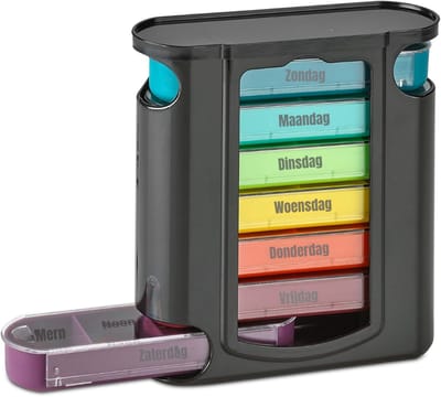 REN® Pillendoosje 7 Dagen 2 Vakken - Pillendoos 7 Dagen - Pillendoosjes - Veelkleurig - 14cm x 12cm x 5cm