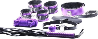 Bondage Kit Paars Zwart 8 Items - Mooie set voor beginners en gevorderden - Sexpakket voor koppels - Spannend voor koppels - Sex speeltjes - Sex toys - Erotiek - Bondage - Sexspelletjes voor mannen en vrouwen – Seksspeeltjes - Stimulator