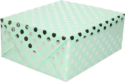 Luxe folie inpakpapier/cadeaupapier - mintgroen - zilveren stip - 200 x 70 cm - Geschenkpapier - Cadeautjes inpakken